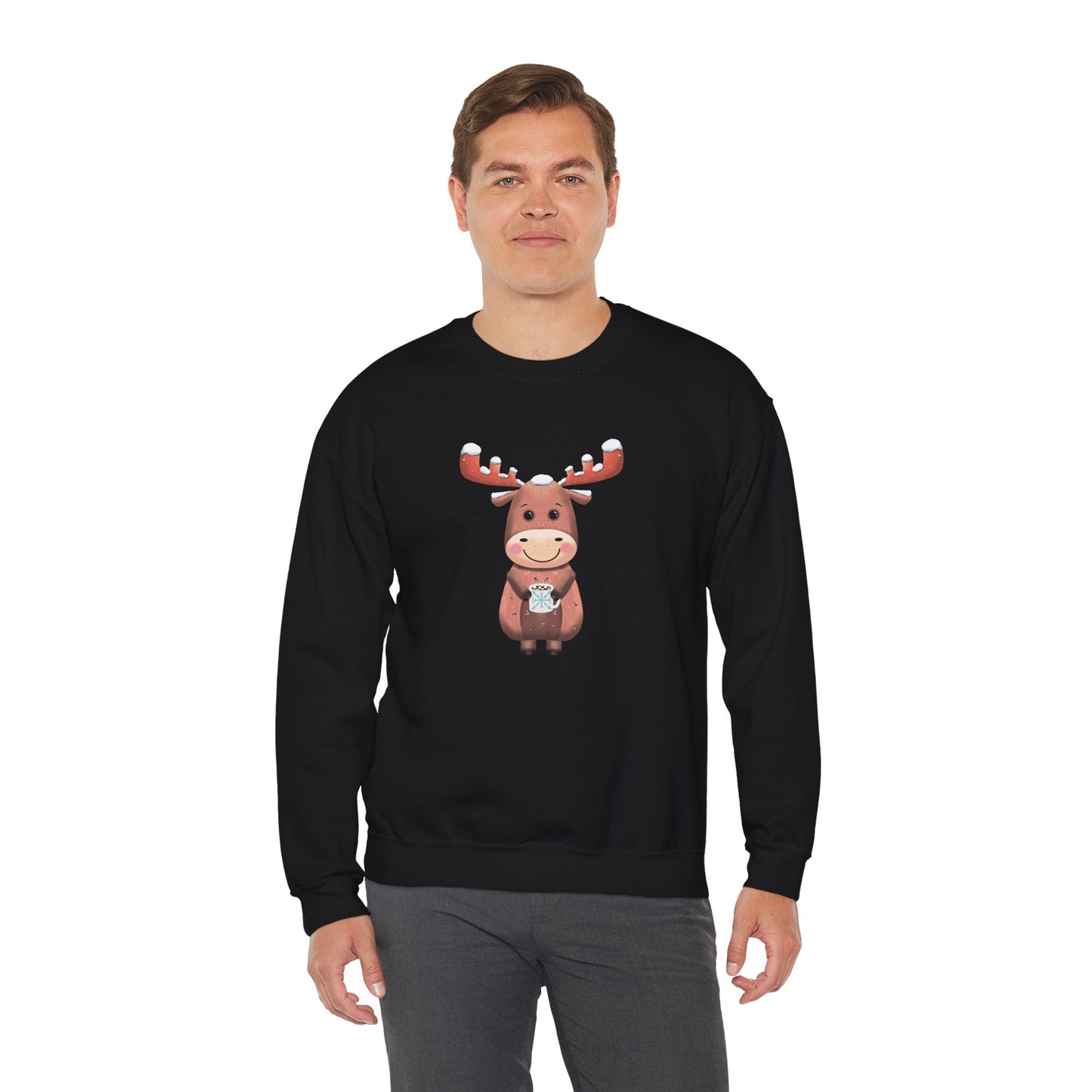 Moose Hot Chocolate Crewneck Sweatshirt by Anndria