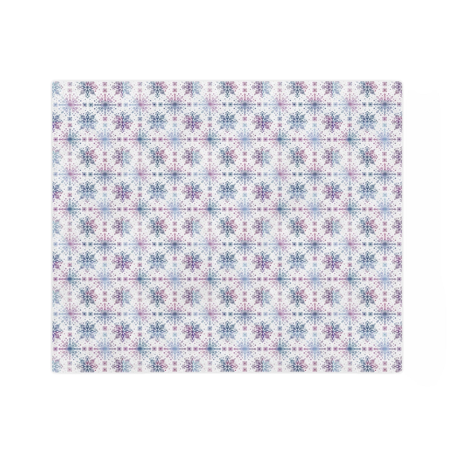 Velveteen Microfiber Blanket - Watercolor Snowflake Design by Anndria - Blue, Pink and Purple