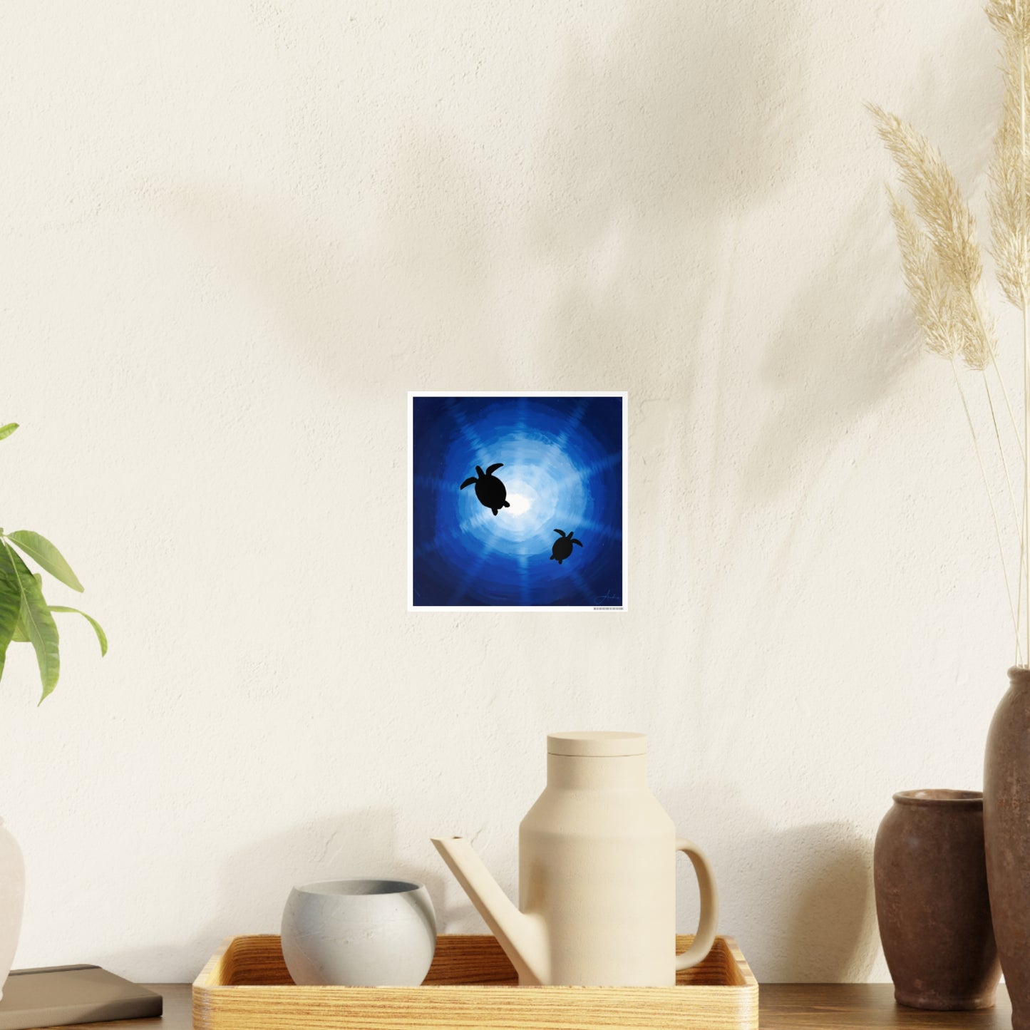 Ocean Turtles Photo Art Poster - Serene Sea Wall Decor Drawn by Anndria
