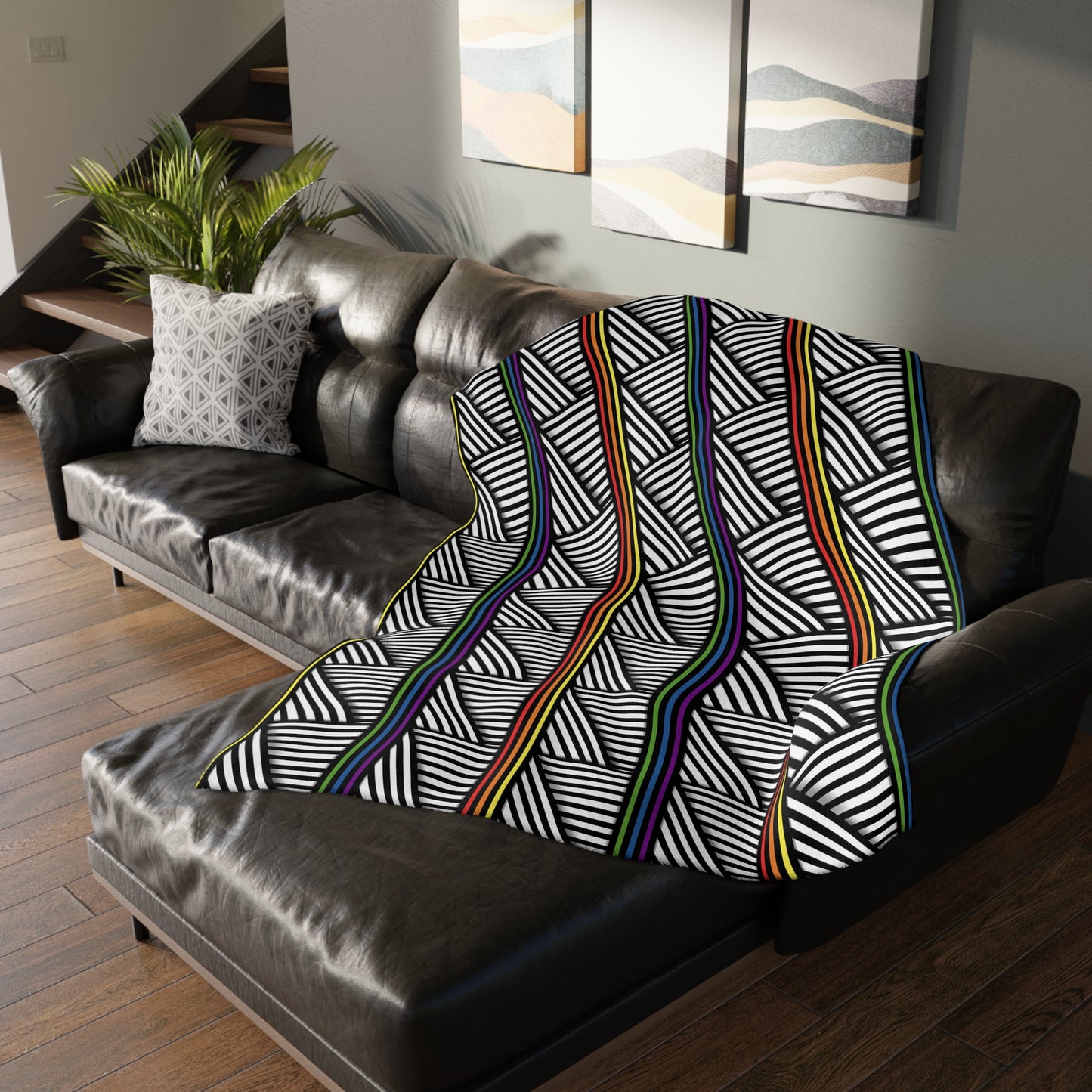 Geometric Pride Pattern Velveteen Microfiber Blanket - Cozy & Stylish Accent for Home