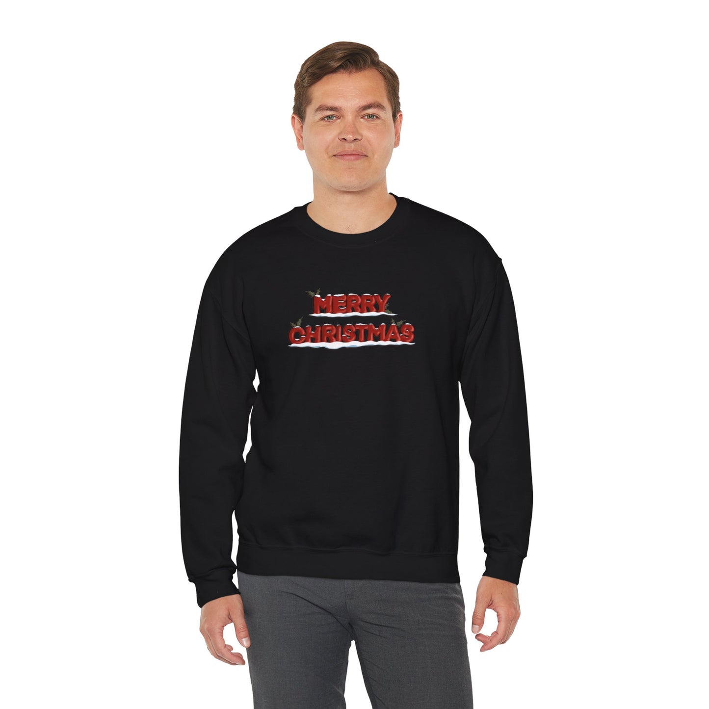Merry Christmas with Snow and Holly - Unisex Sweatshirt