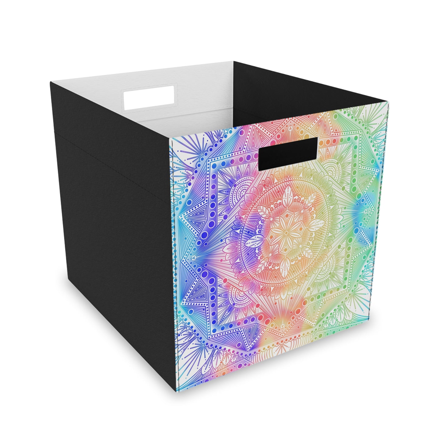 Felt Storage Box, Celestial Kaleidoscope Mandala Design, Custom Organizer, Container, Unique Hand Drawn Storage Bin, Anndria Artwork