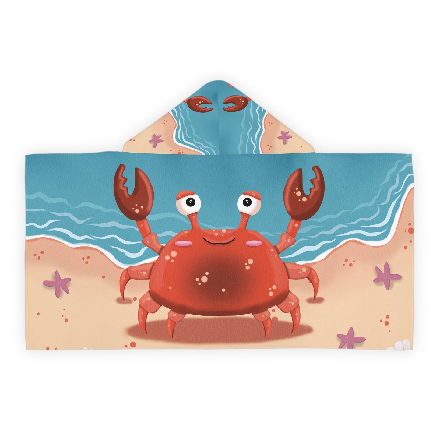 Hooded Towel - Beachside Pincher Crab Artwork by Anndria