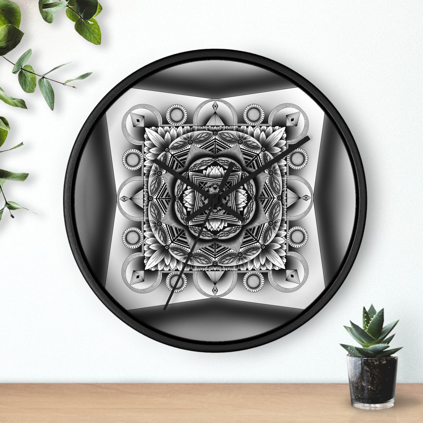 Mandala Wall Clock, Black and White Boho Home Decor, Unique Mandala Artwork, Modern Wall Clock, Mandala Design Decor, Mandala Clock