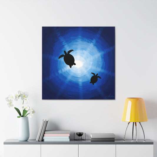 Ocean Turtle Canvas Gallery Wrap - Ocean Art for Beach Lovers by Anndria