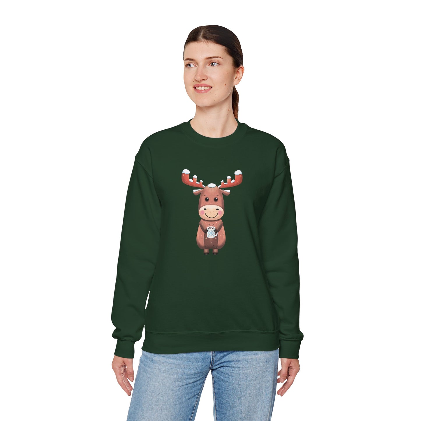 Moose Hot Chocolate Crewneck Sweatshirt by Anndria