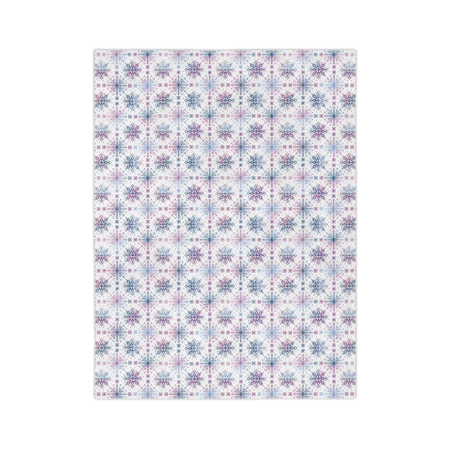 Velveteen Microfiber Blanket - Watercolor Snowflake Design by Anndria - Blue, Pink and Purple