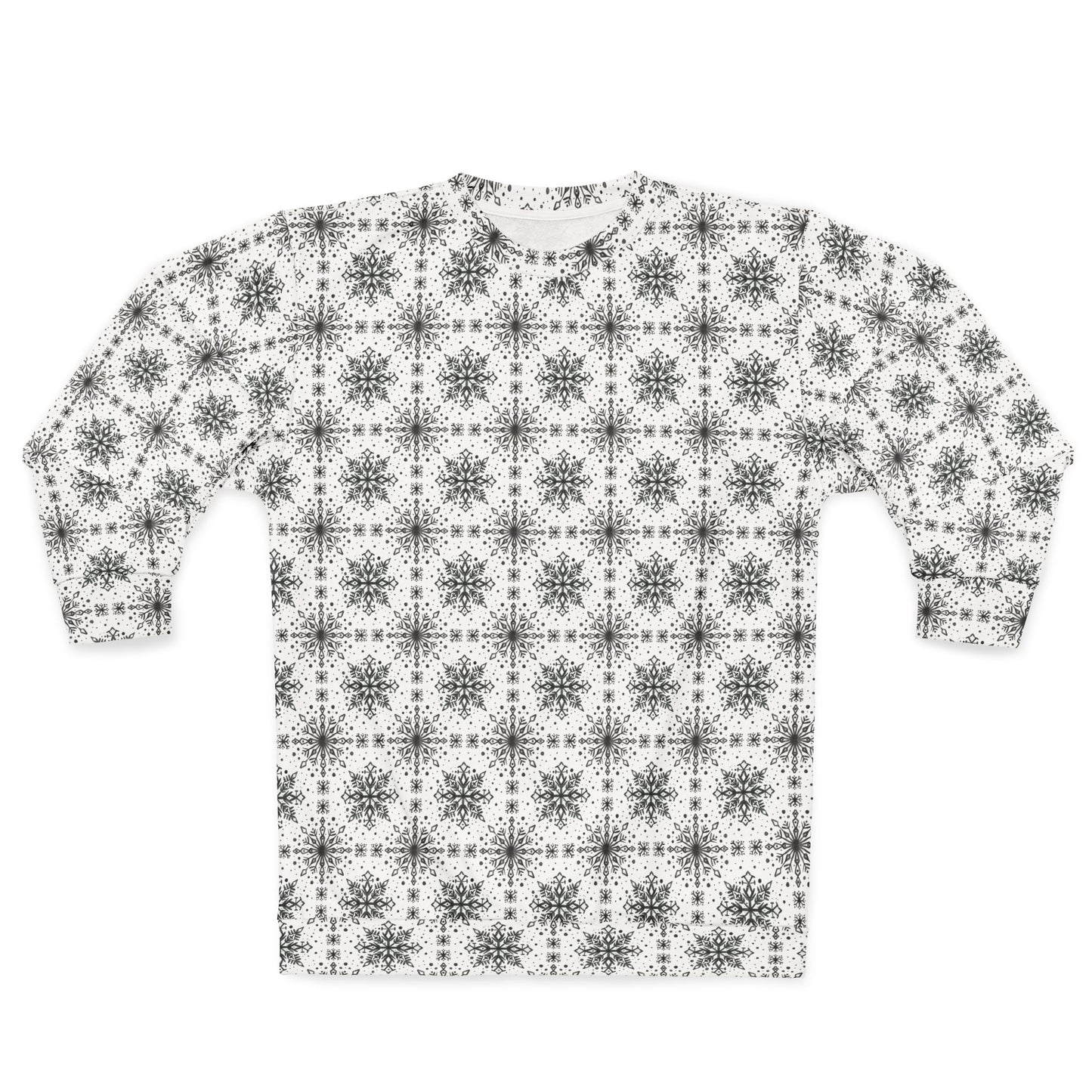 Snowflake Unisex Sweatshirt - Watercolor Design by Anndria - Black and White