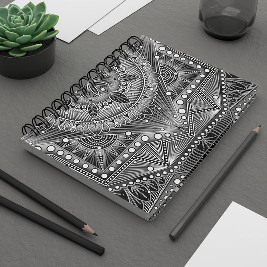 Mandala Art Journal, Meditation Notebook, Sketchbook, Coloring Diary, Black and White Design by Anndria