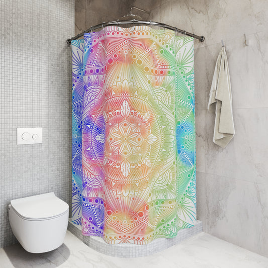 Shower Curtains - Celestial Kaleidoscope Mandala Design by Anndria, Bathroom Decor, Waterproof Curtain, Colorful Bath Accessory, Boho Home