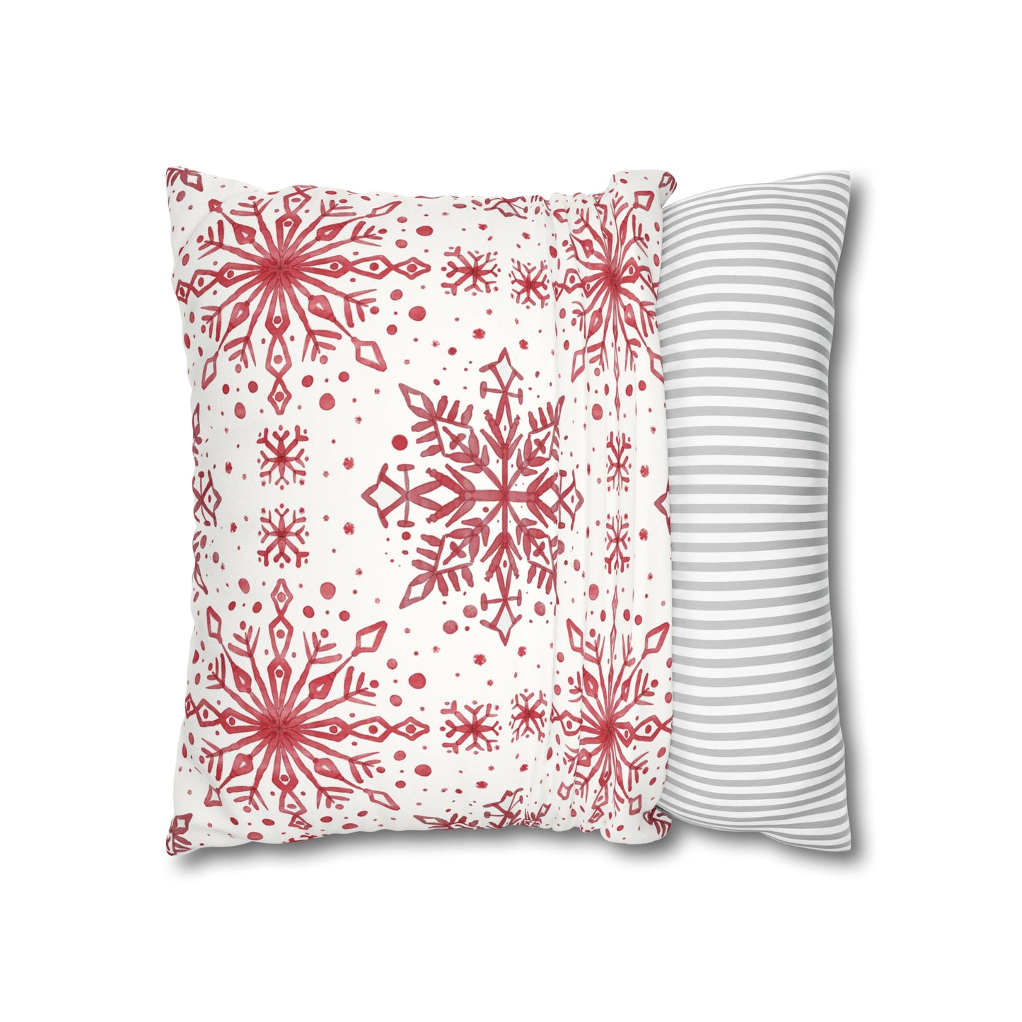 Pillowcase Watercolor Snowflake Design - Red and White