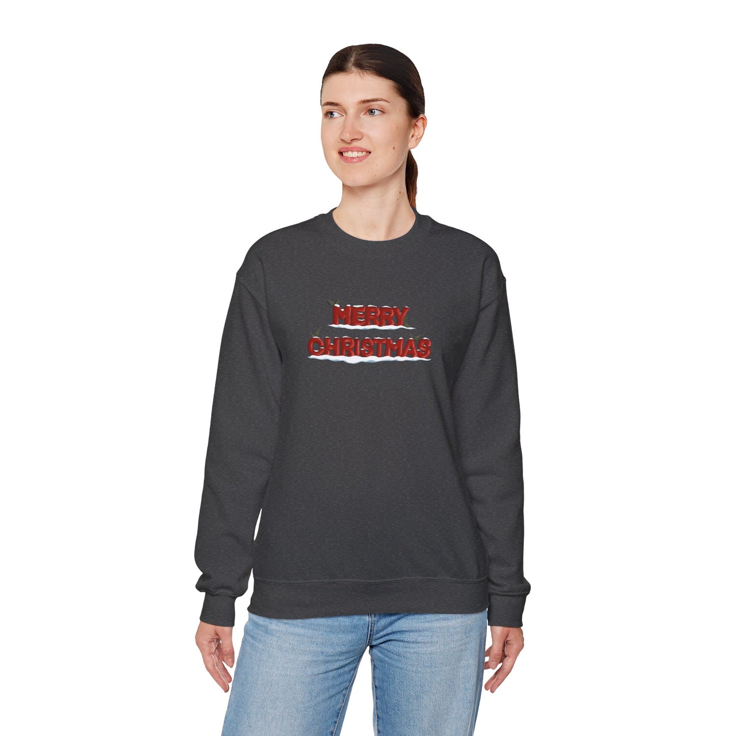 Merry Christmas with Snow and Holly - Unisex Sweatshirt