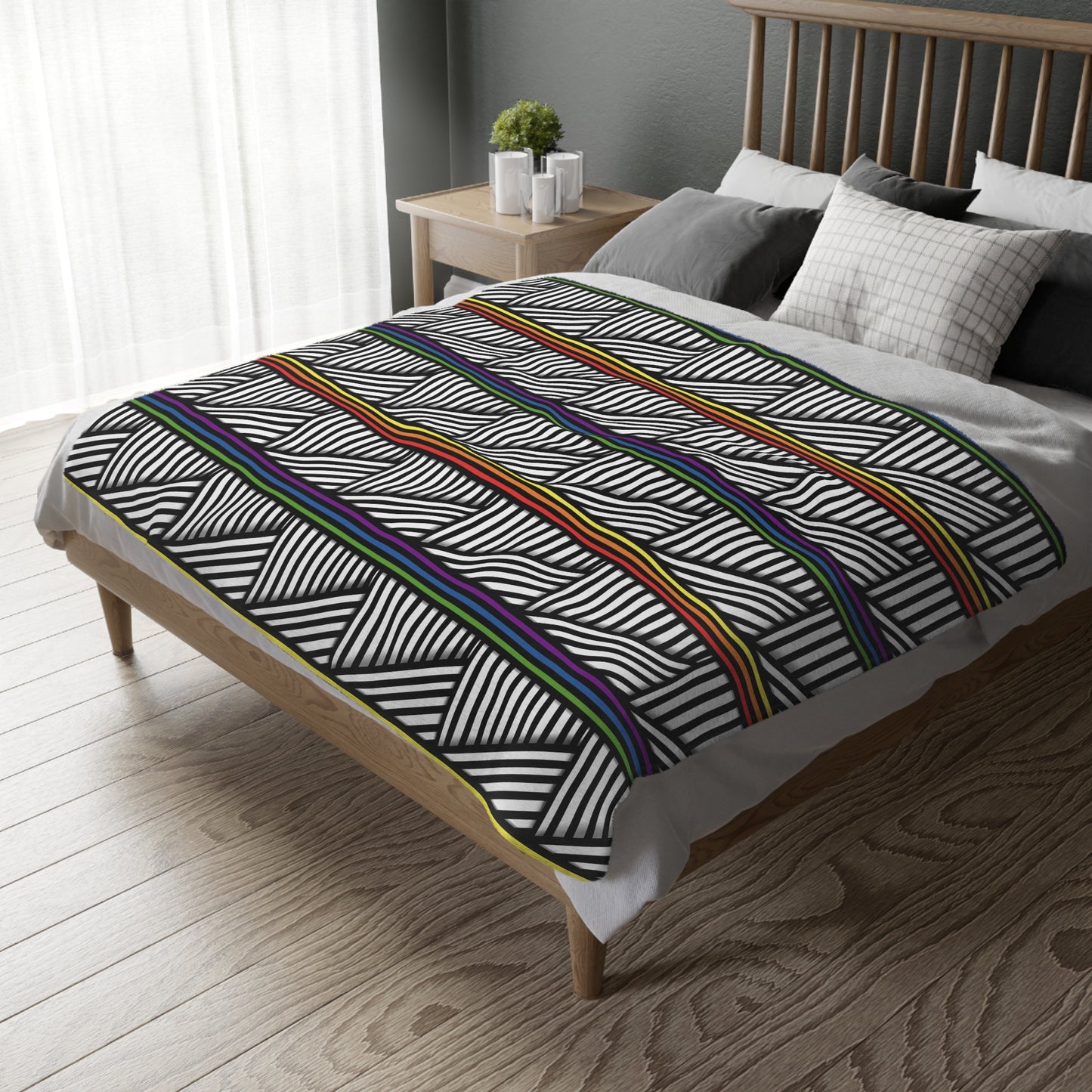 Geometric Pride Pattern Velveteen Microfiber Blanket - Cozy & Stylish Accent for Home