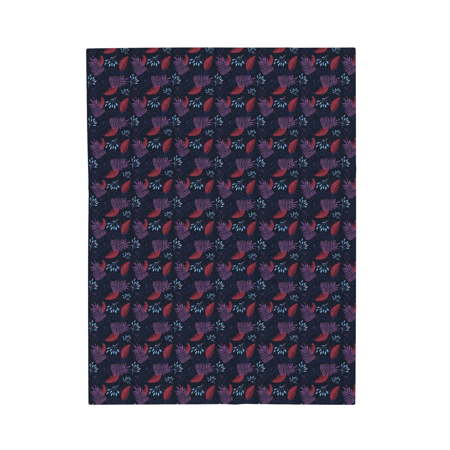 Plush Blanket - Purple, Pink and Blue Botanical Pattern by Anndria