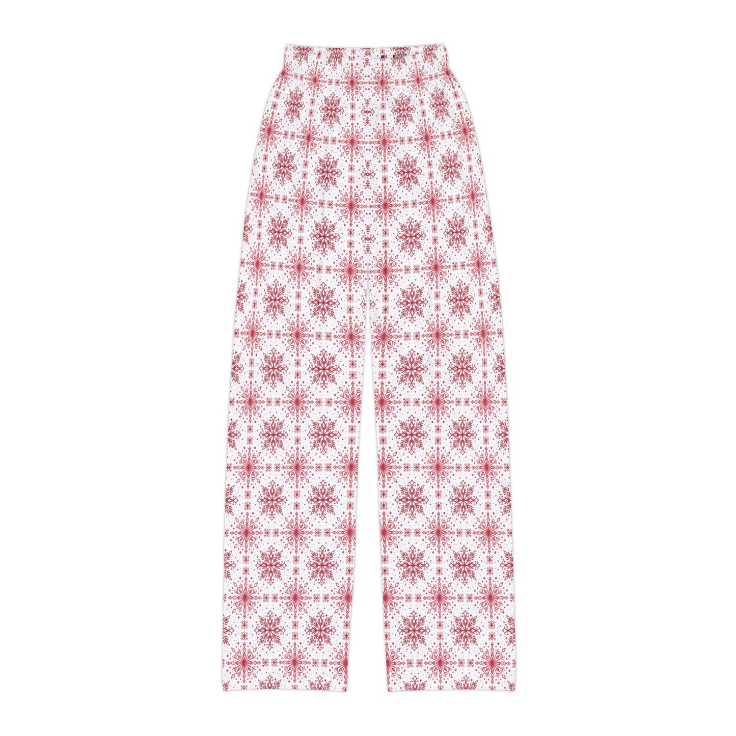 Kids Pajama Pants - Watercolor Snowflake Design by Anndria - Red and White