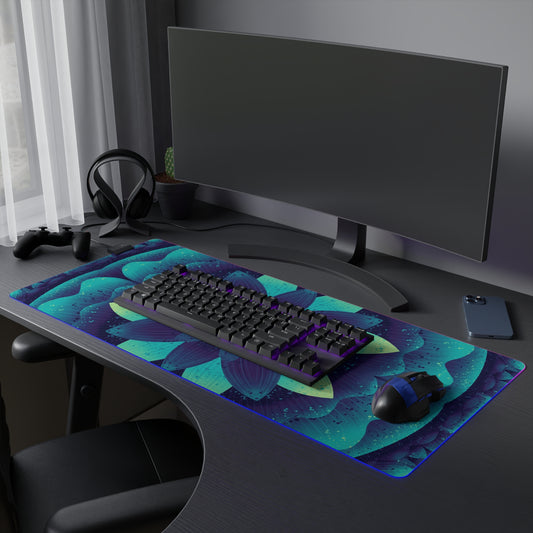 LED Gaming Mouse Pad - Cosmic Glow Artwork, Black Light Effect, Gamer Gift, Desk Decor, Office Supplies