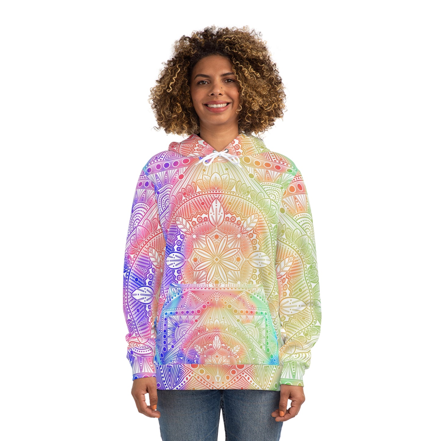 Celestial Kaleidoscope Mandala Hoodie, Artwork by Anndria, Festival Fashion, Colorful Sweatshirt, Boho Clothing, Trippy Hooded Top,