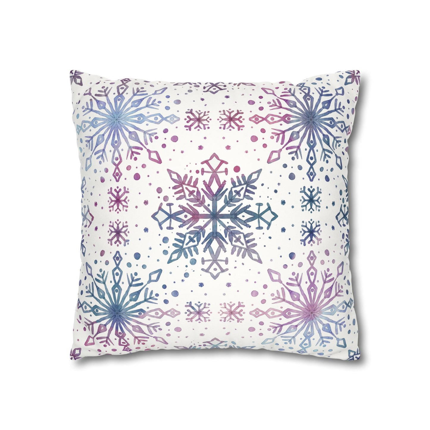 Pillowcase Watercolor Snowflake Design - Blue, Pink and Purple