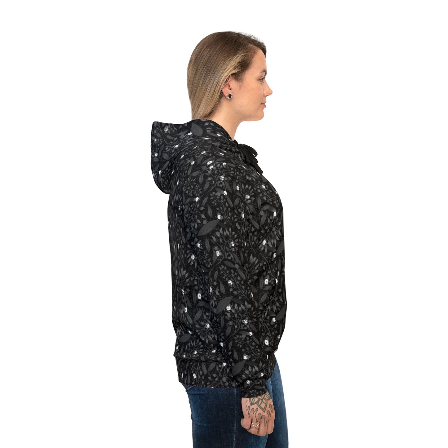 Athletic Hoodie Late Night Botanical Pattern by Anndria