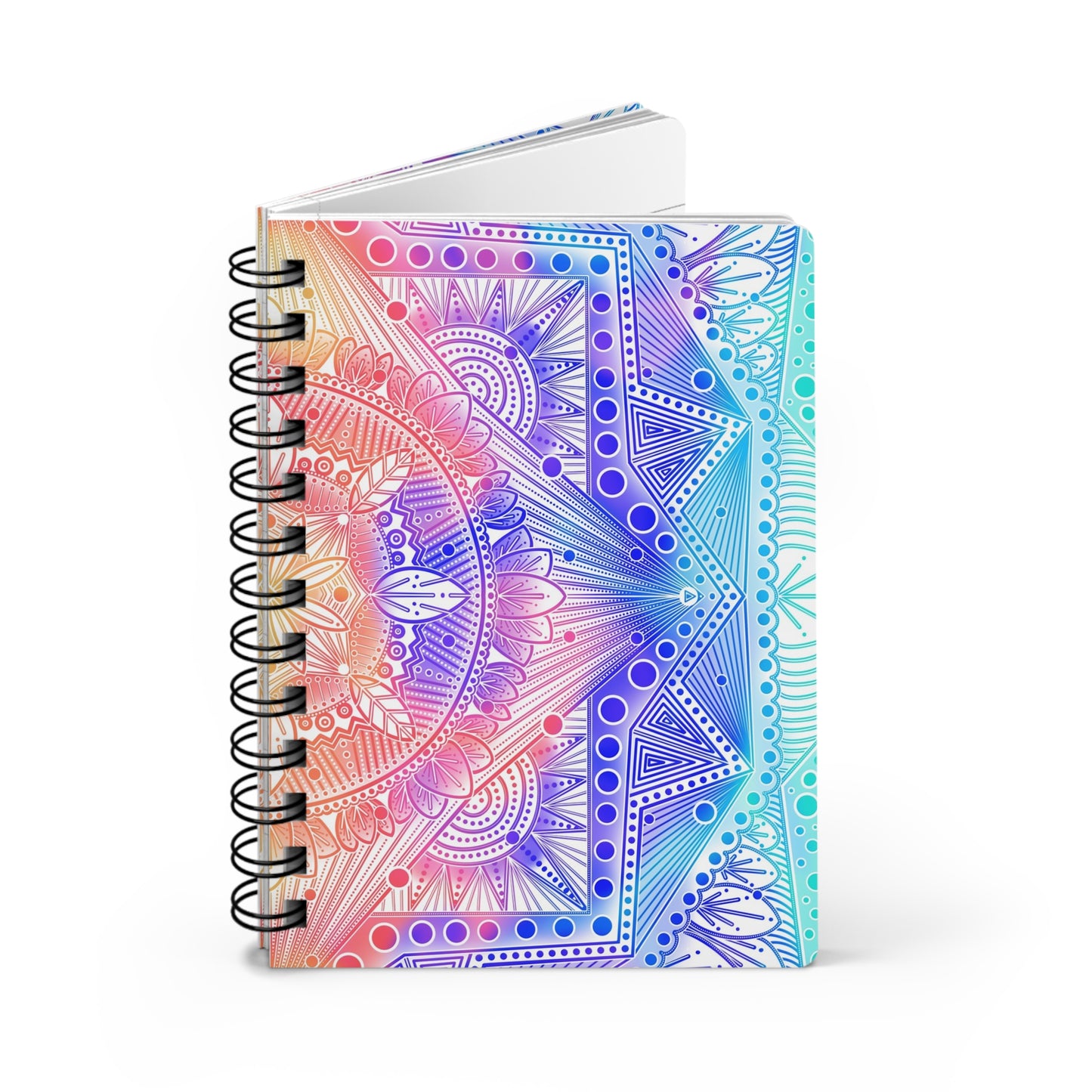 Spiral Bound Journal, Celestial Kaleidoscope Mandala Design, Artwork by Anndria, Notebook, Sketchbook, Diary, Writing Journal,