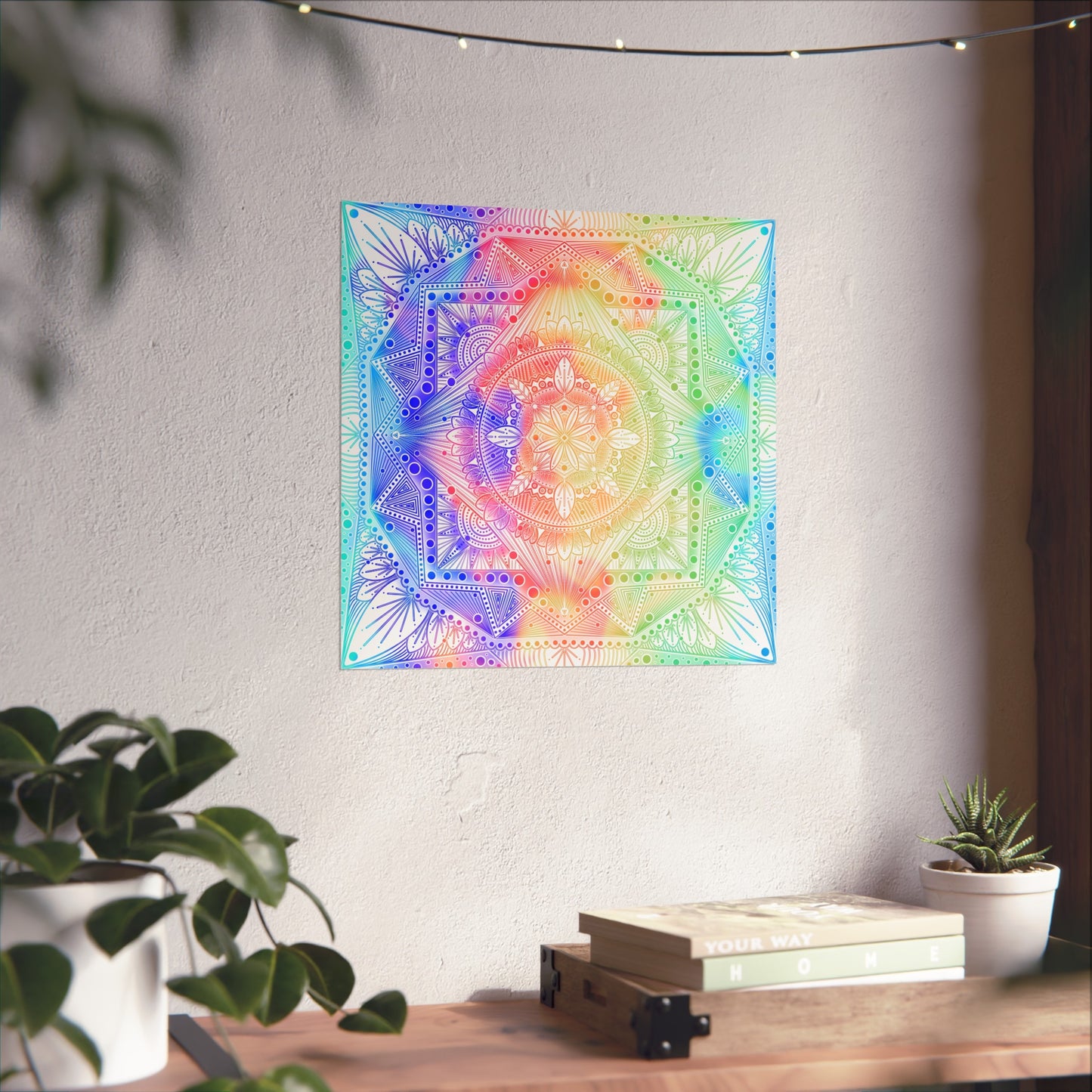 Poster Print, Celestial Kaleidoscope Mandala Artwork by Anndria, Wall Art Decor, Boho Home Decor, Spiritual Poster, Meditation Room Decor,
