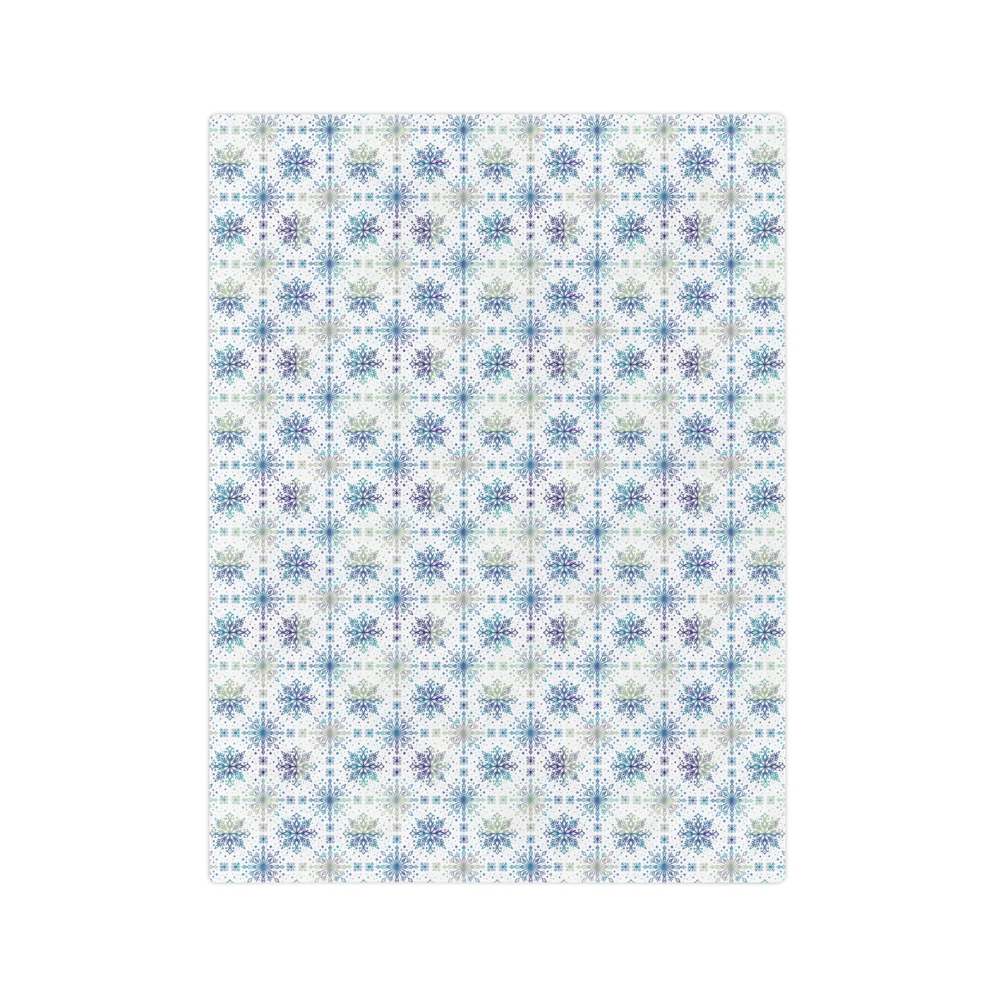 Velveteen Microfiber Blanket - Watercolor Snowflake Design by Anndria - Frosty teal, purple and green