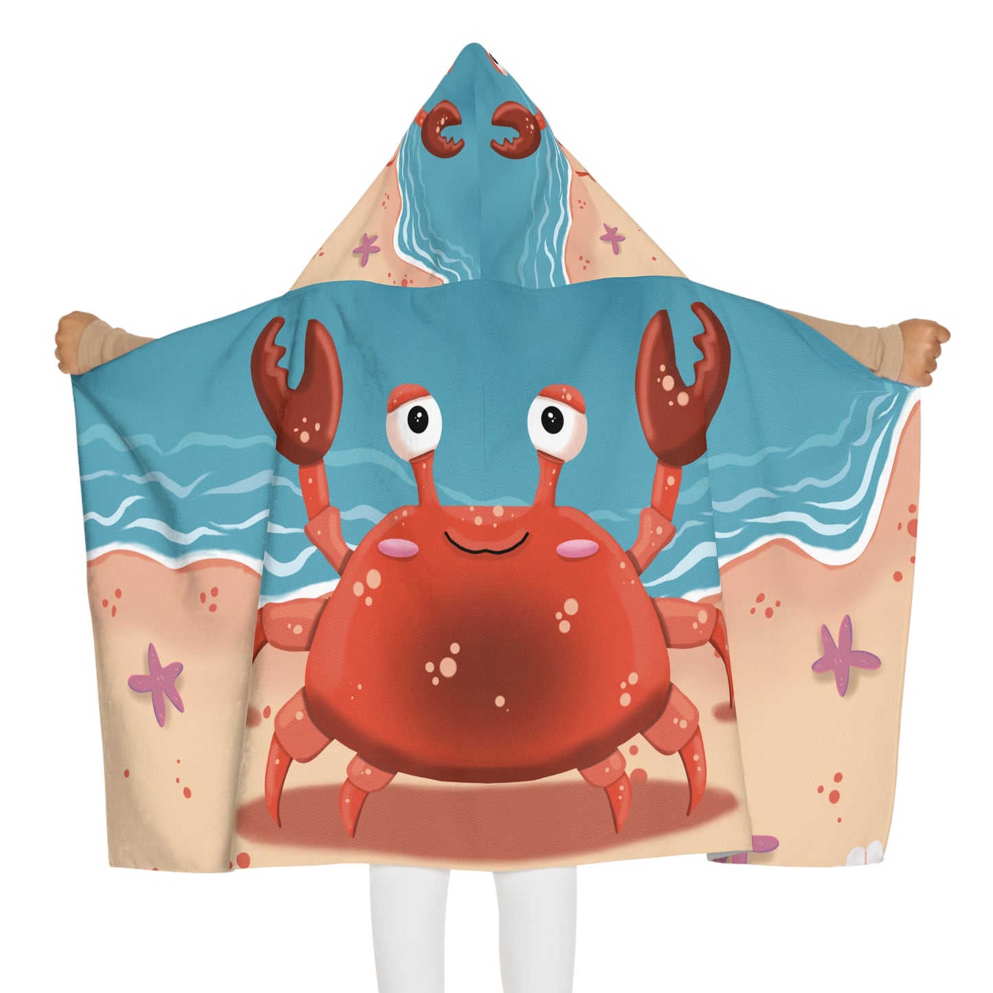 Hooded Towel - Beachside Pincher Crab Artwork by Anndria