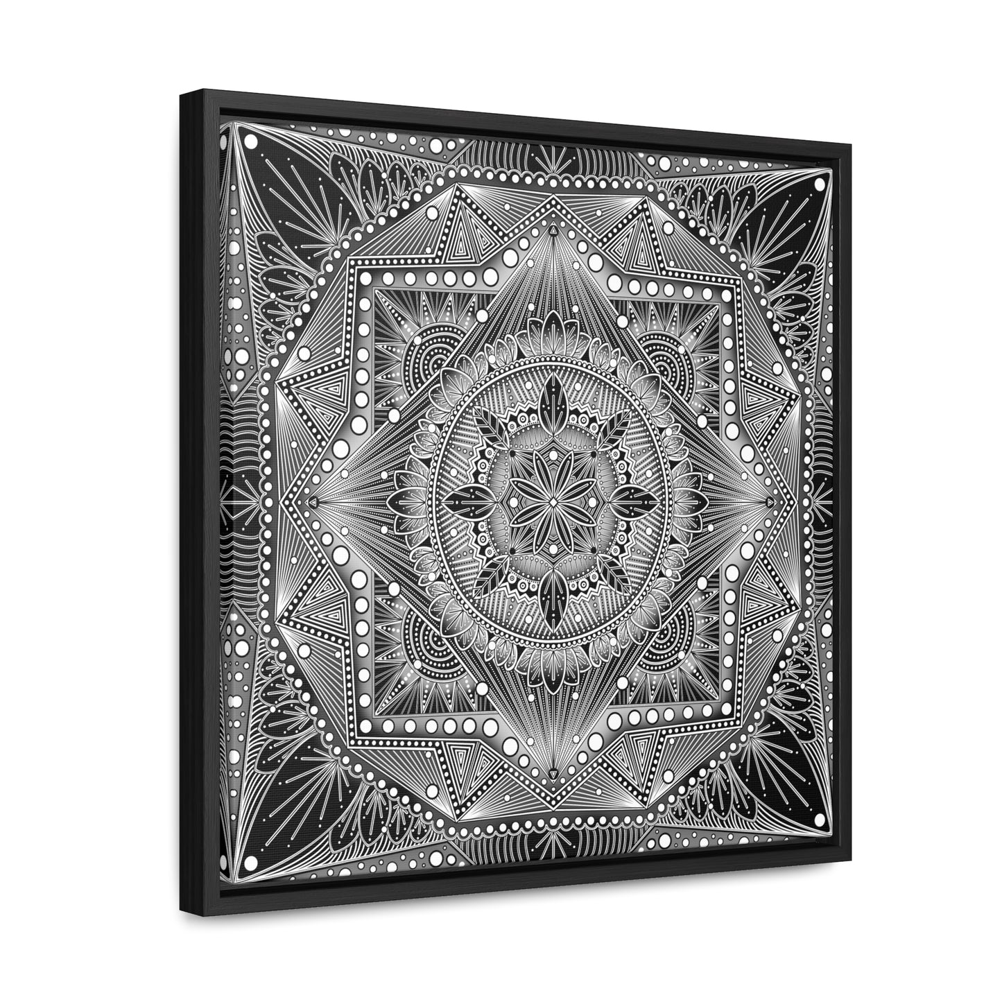 Square Frame Canvas Print, Black and White Mandala Artwork by Anndria, Gallery Wall Decor, Minimalist Home Decoration, Zen Meditation Gift,