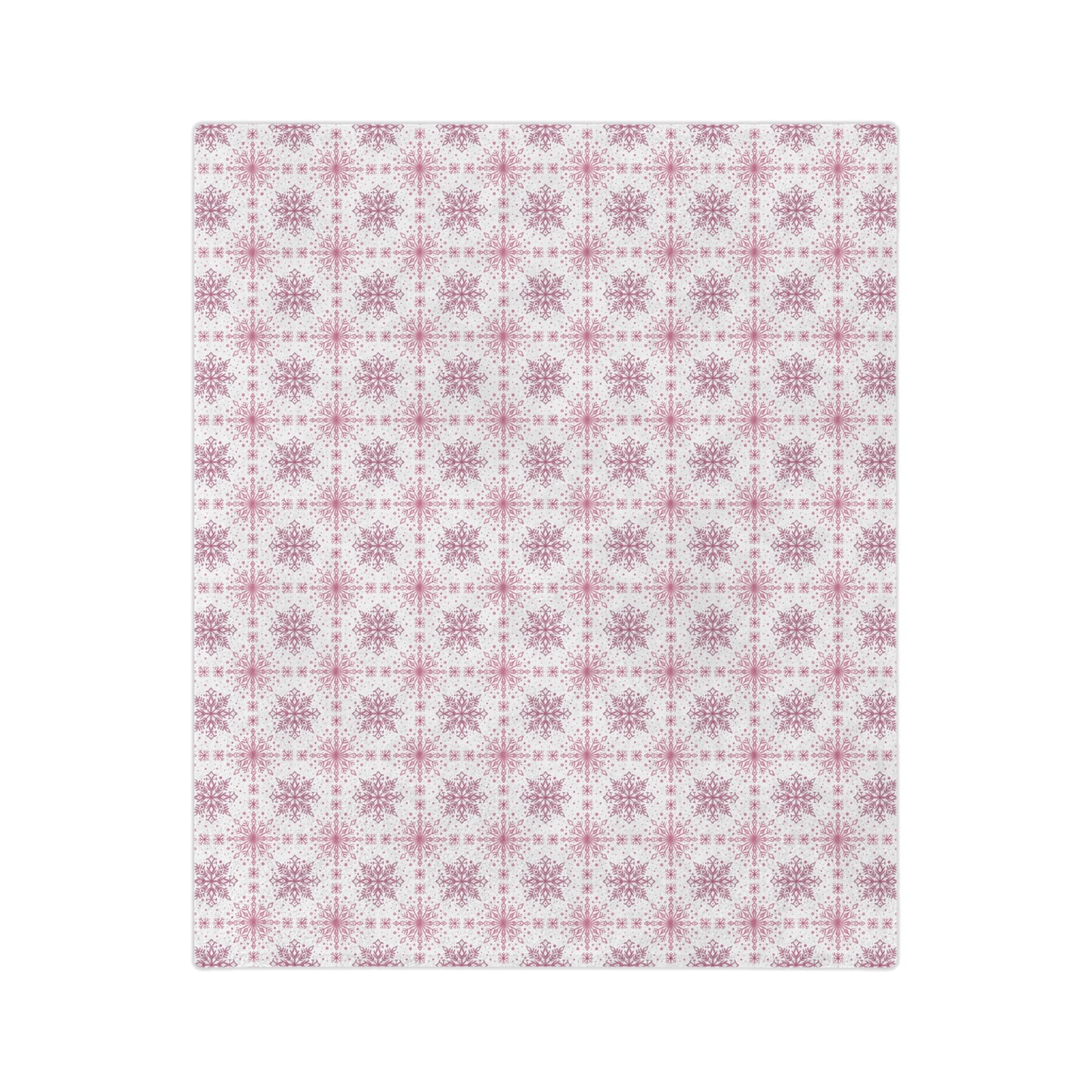 Velveteen Microfiber Blanket - Watercolor Snowflake Design by Anndria - Pink and White