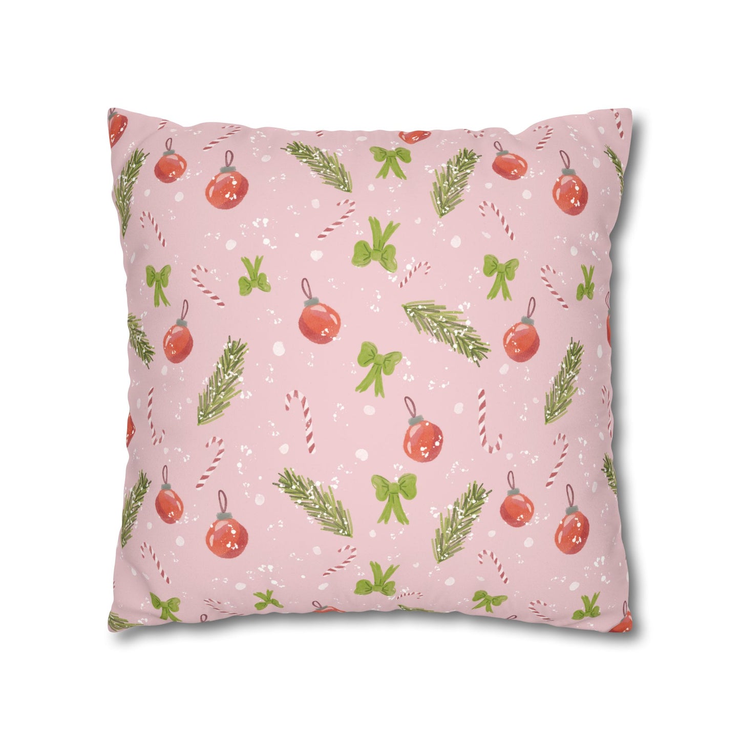 Pillowcase Watercolor Christmas Trim Pattern - Pink