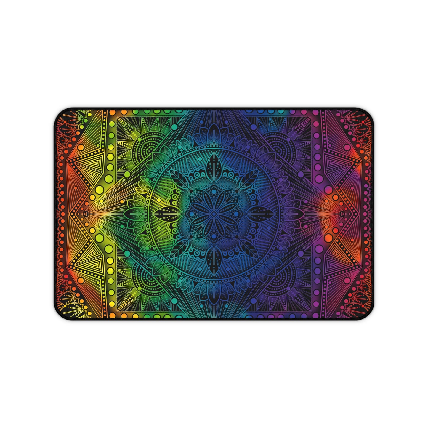 Desk Mat, Rainbow Holographic Mandala Design by Anndria, Unique Custom Work, Table Protector, Desk Pad, Office Decor, Mouse Pad