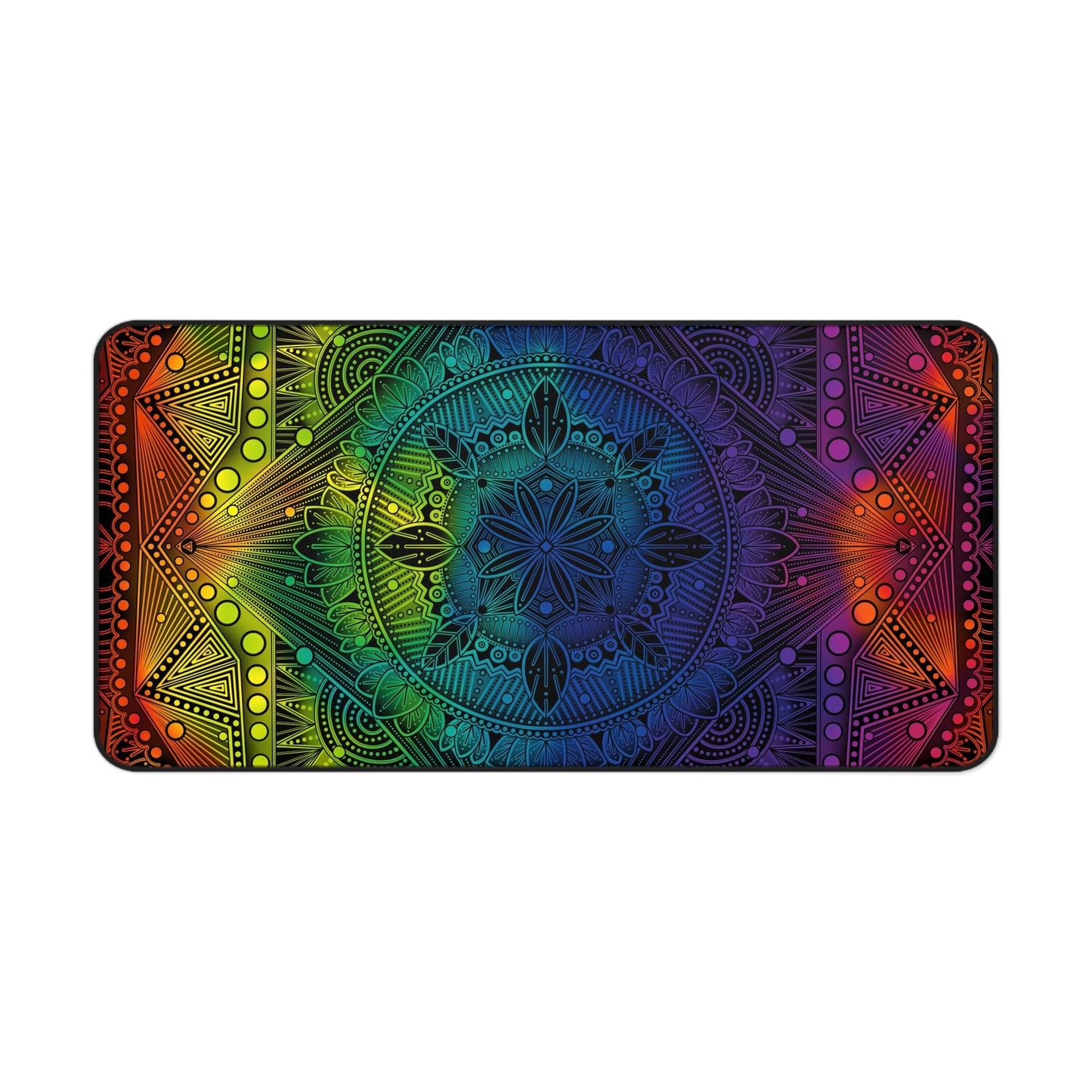 Desk Mat, Rainbow Holographic Mandala Design by Anndria, Unique Custom Work, Table Protector, Desk Pad, Office Decor, Mouse Pad