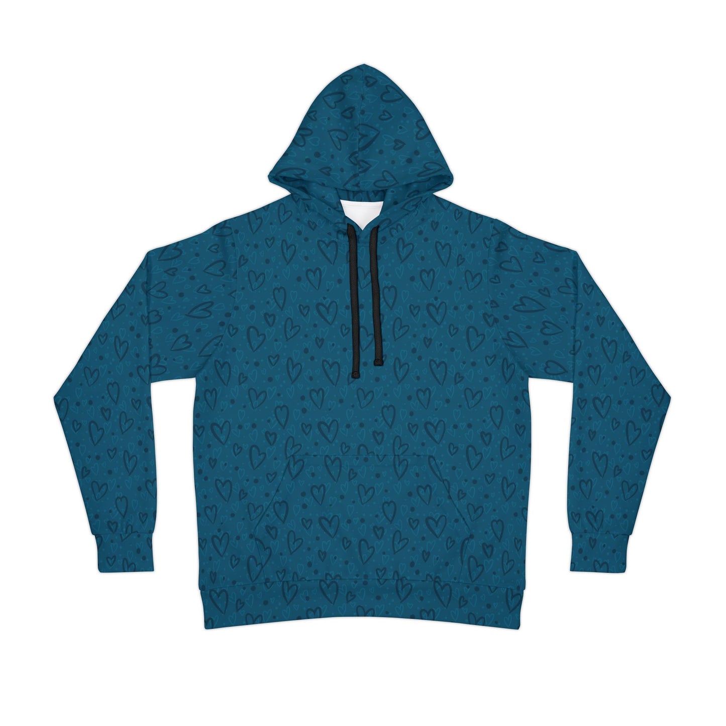 Teal Hearts Athletic Hoodie - Designed by Anndria