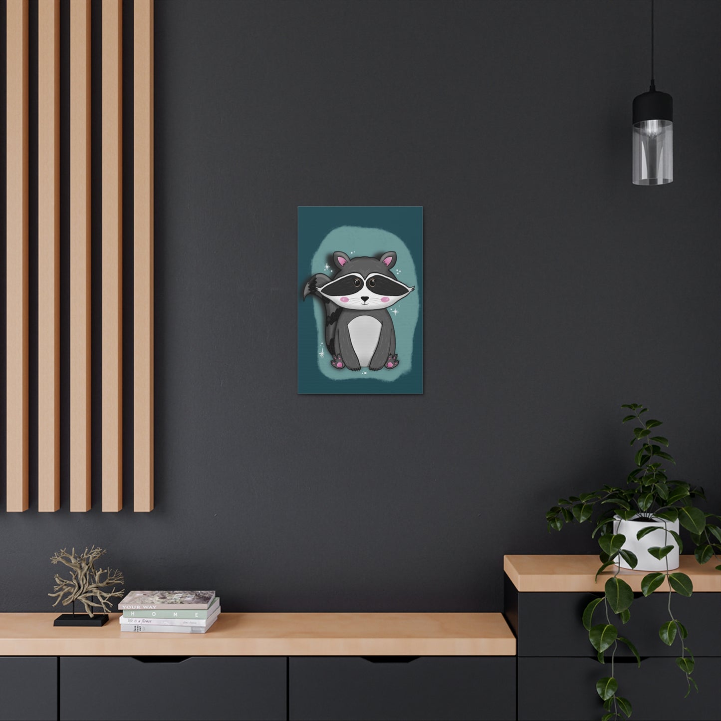 Canvas Prints, Midnight Mischief Raccoon Wall Art, Animal Lover Gift, Cute Wildlife Decor, Anndria Artwork, Home Office Decoration, Nursery