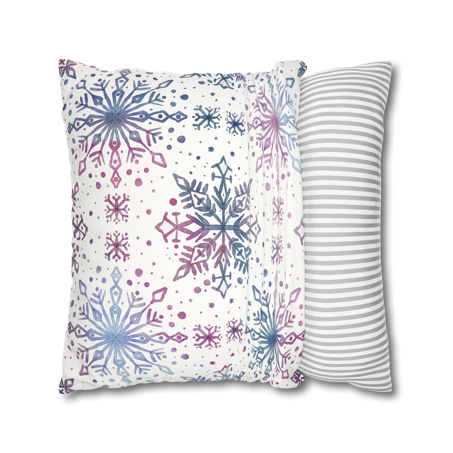 Pillowcase Watercolor Snowflake Design - Blue, Pink and Purple