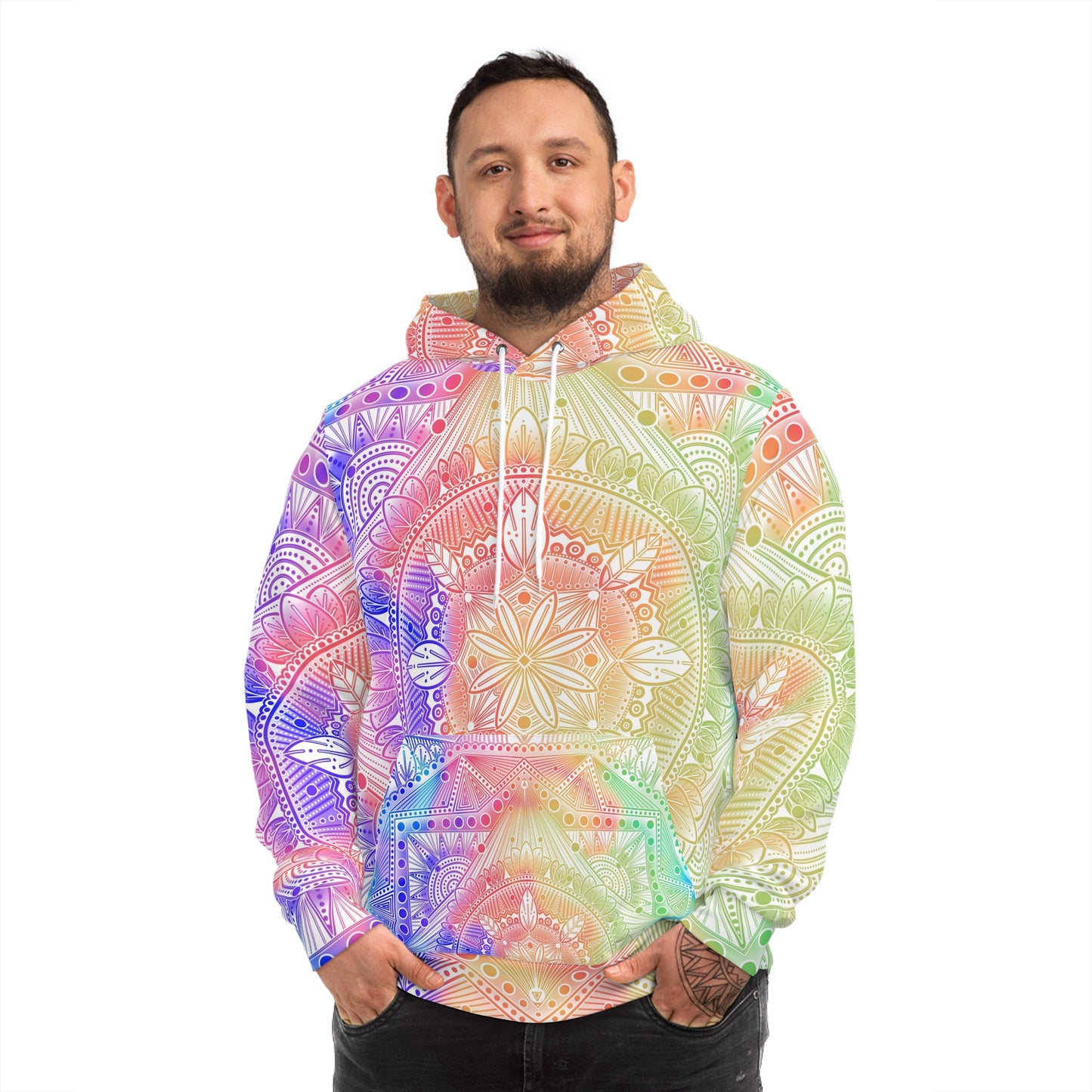 Celestial Kaleidoscope Mandala Hoodie, Artwork by Anndria, Festival Fashion, Colorful Sweatshirt, Boho Clothing, Trippy Hooded Top,