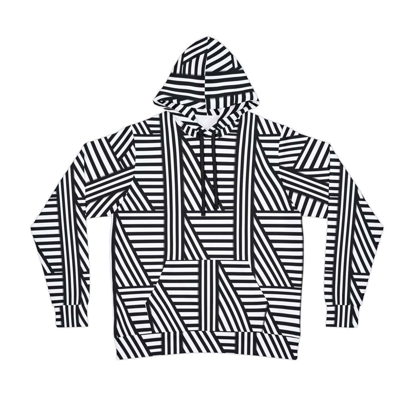 Stylish Striped Athletic Hoodie - Modern Black & White Design for Active Lifestyles