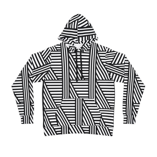Stylish Striped Athletic Hoodie - Modern Black & White Design for Active Lifestyles