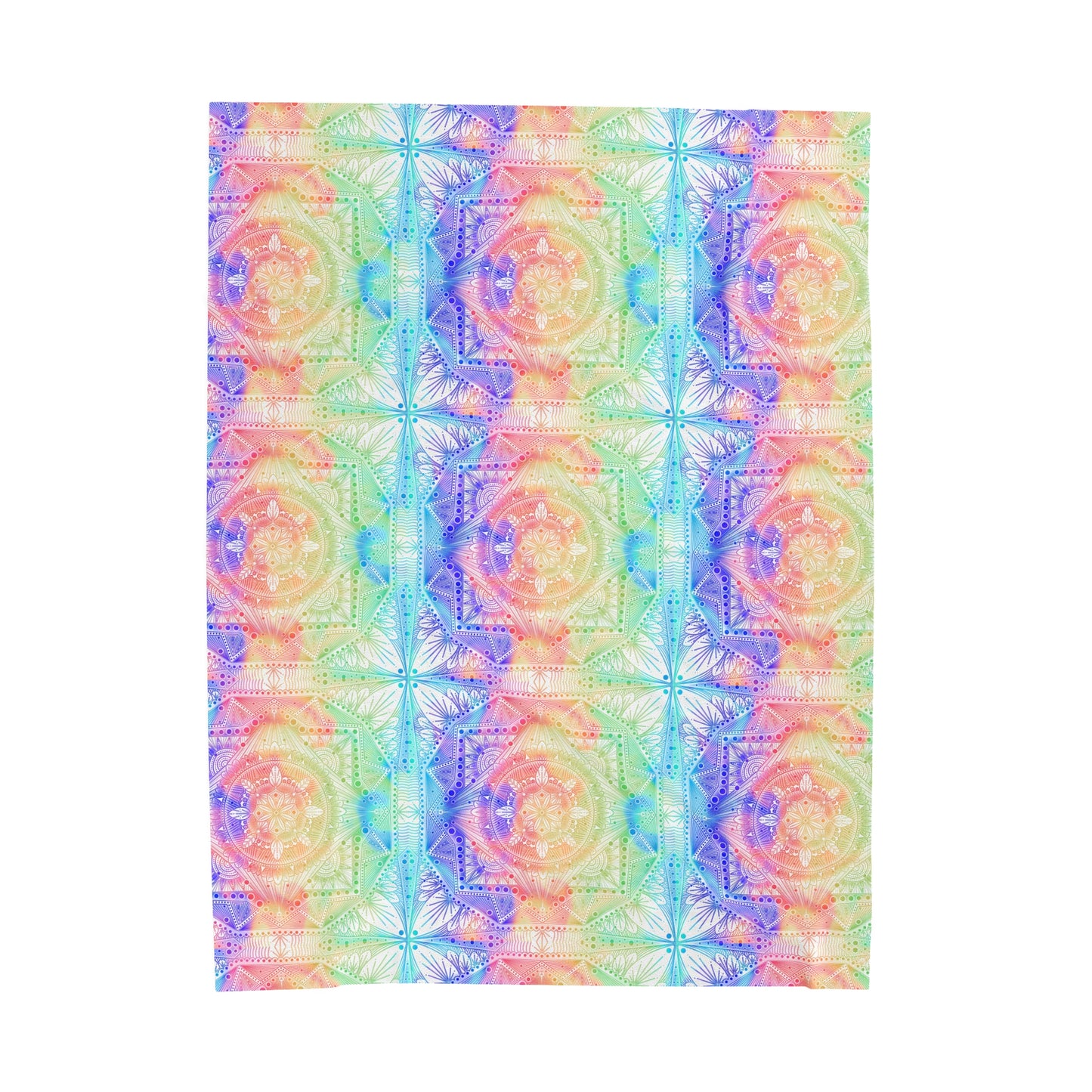 Velveteen Plush Blanket - Celestial Kaleidoscope Mandala Style Artwork by Anndria