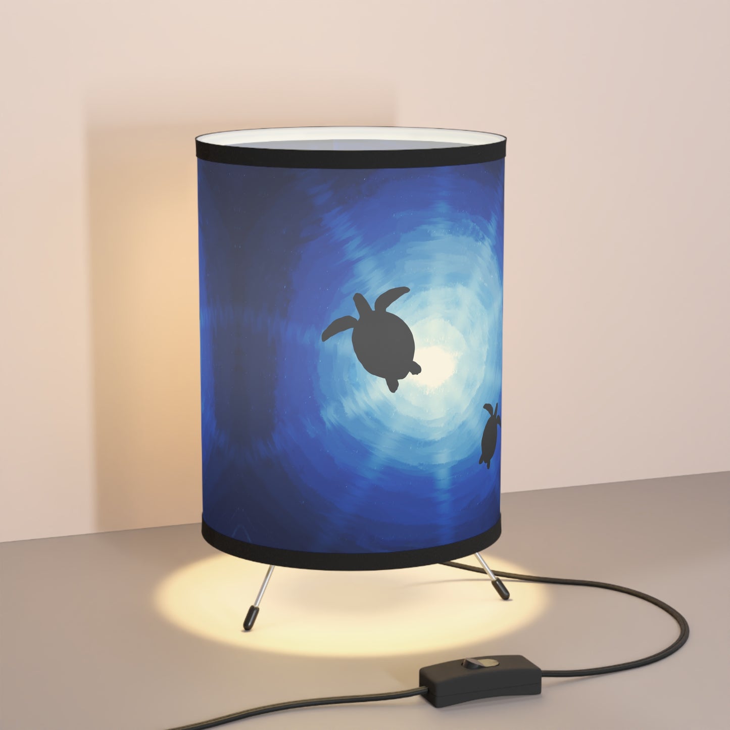 Ocean-Inspired Tripod Lamp with Turtle Design by Anndria | High-Res Printed Shade