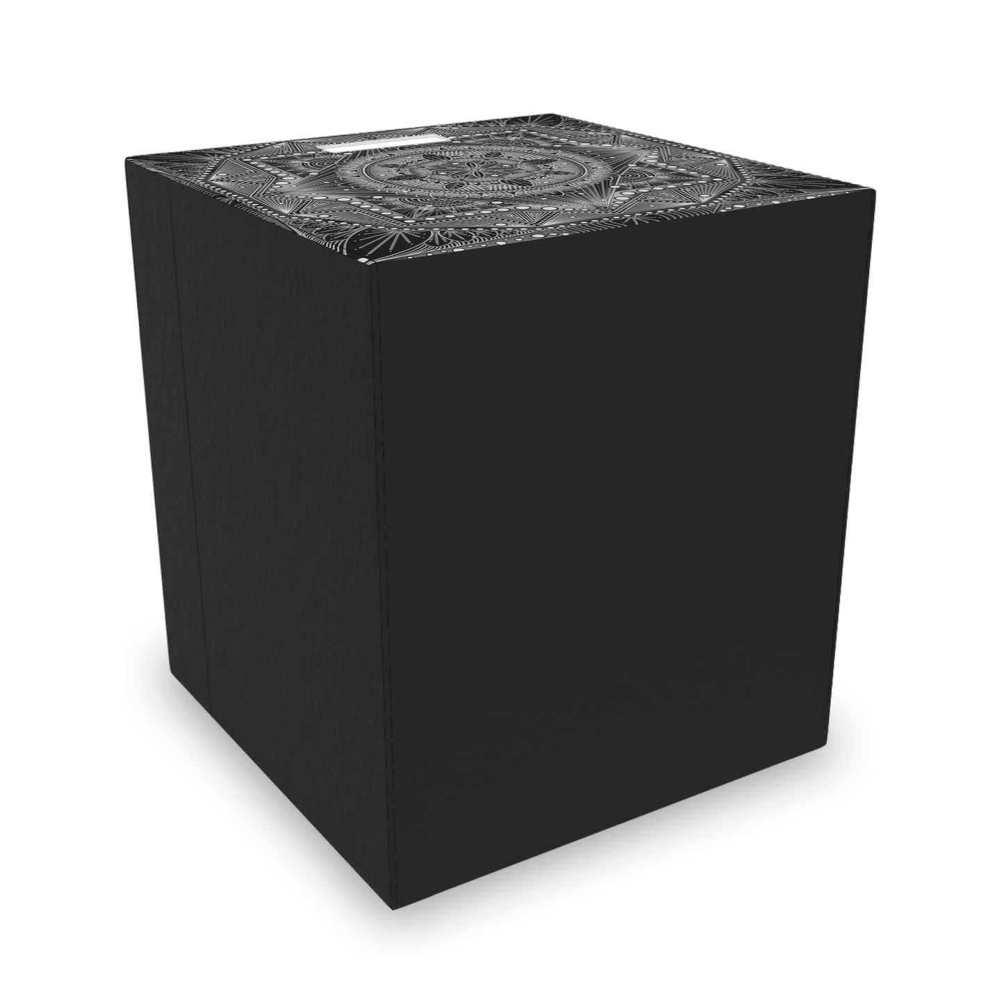 Felt Storage Box, Monochrome Mandala Design, Custom Organizer, Black and White Container, Unique Hand Drawn Storage Bin, Anndria Artwork