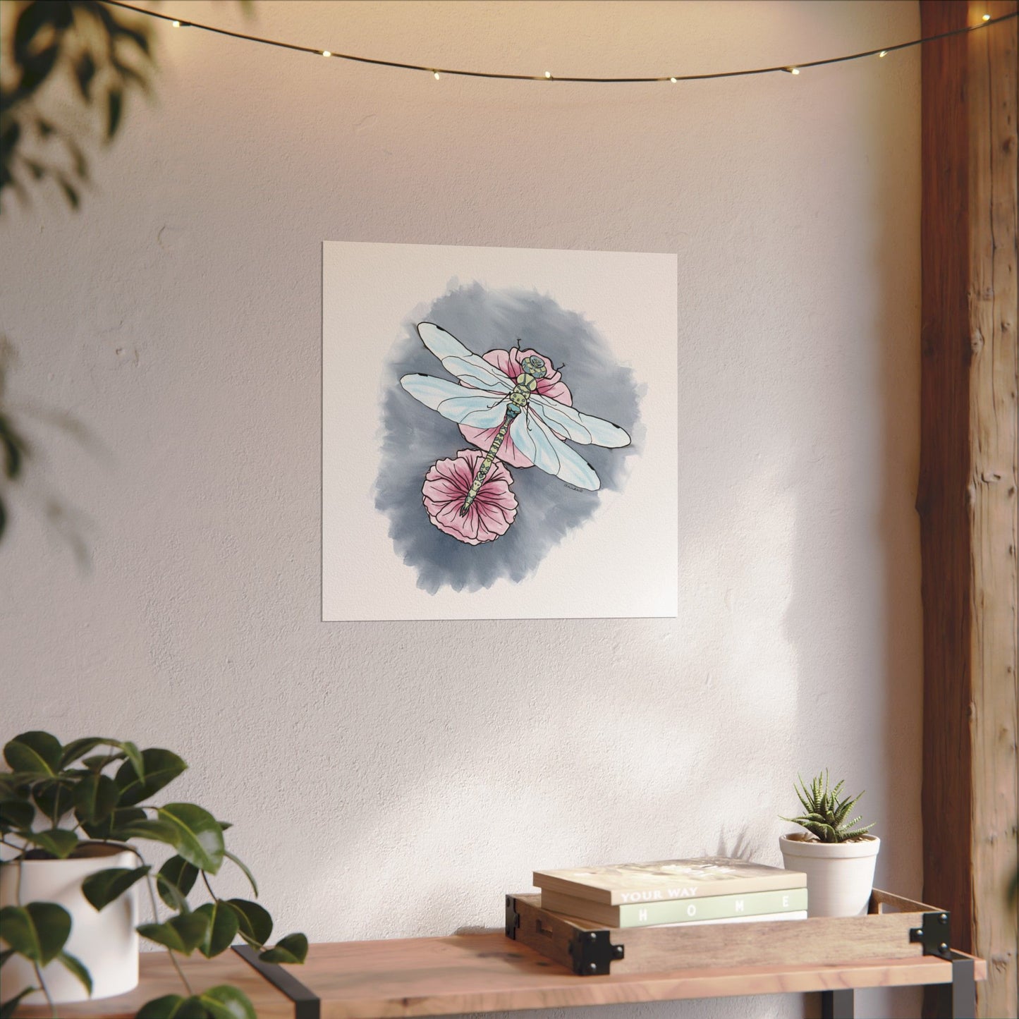Matte Poster, Dragonfly Art Print, Textured Watercolor Wall Decor, Anndria Illustration, Unique Nature Art, Insect Drawing, Home Office