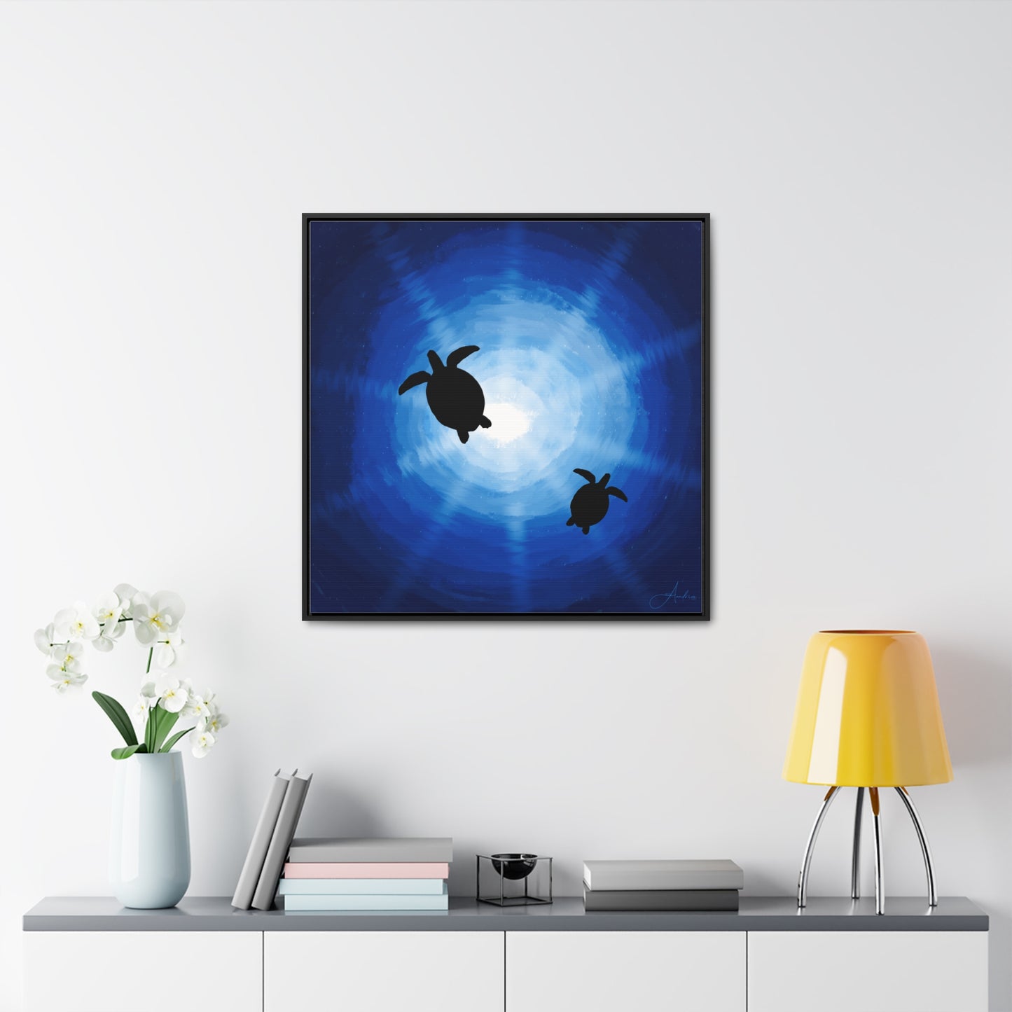 Canvas Wraps, Rays of Sun and Sea Turtles, Hand Drawn by Anndria