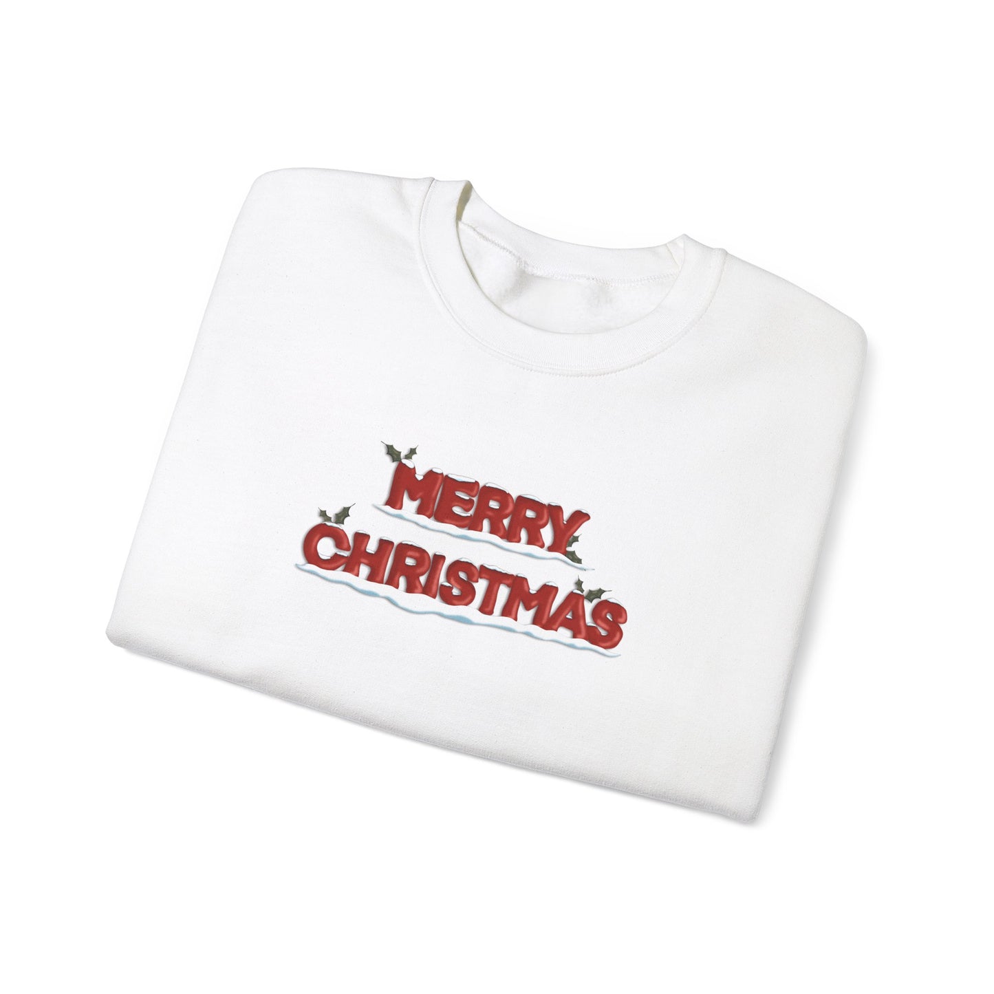 Merry Christmas with Snow and Holly - Unisex Sweatshirt