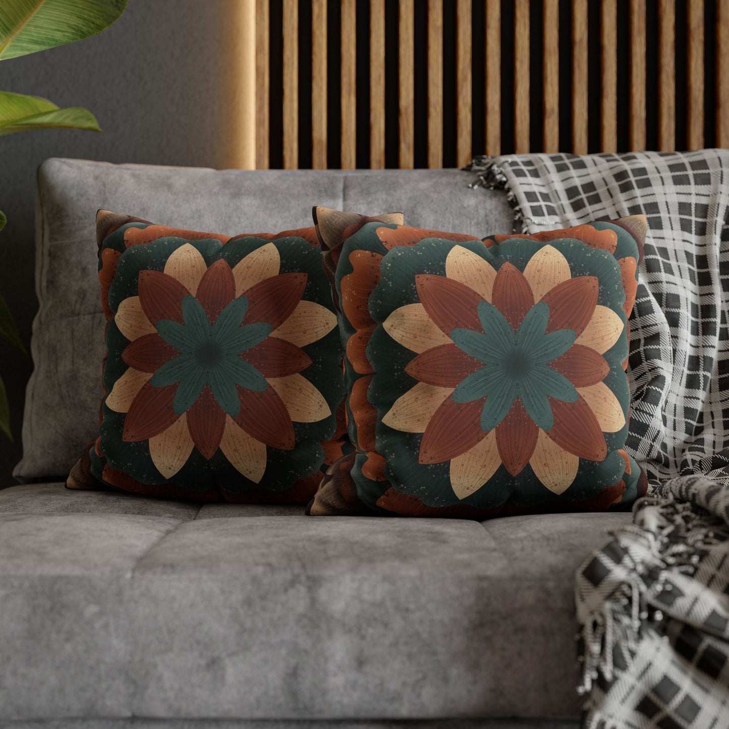 Faux Suede Pillowcase, Harvest Harmony Mandala, Square Pillow Cover, Anndria Fall Vibes, Home Decor, Boho Cushion Case