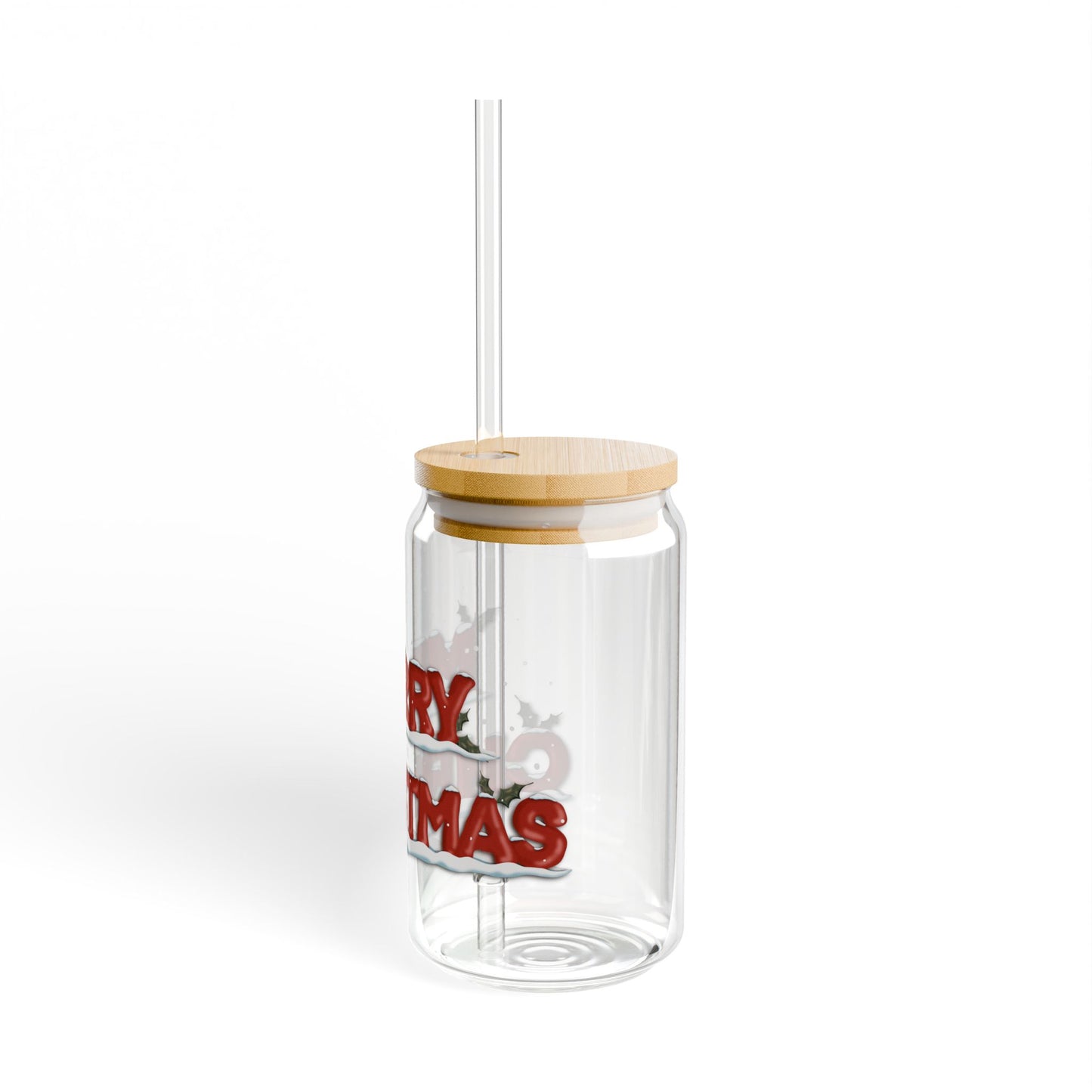 Sipper Glass, 16oz Merry Christmas Design by Anndria