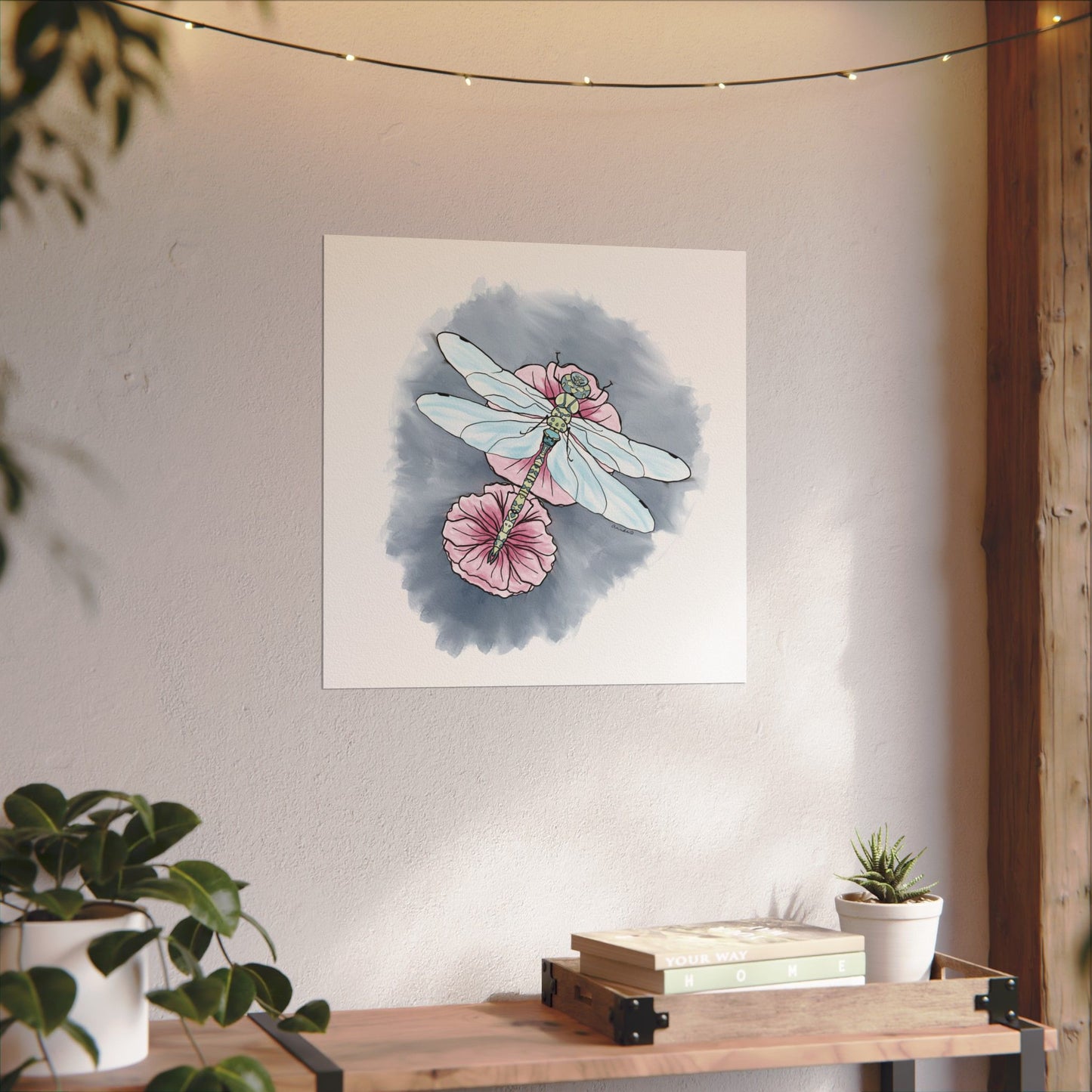 Matte Poster, Dragonfly Art Print, Textured Watercolor Wall Decor, Anndria Illustration, Unique Nature Art, Insect Drawing, Home Office