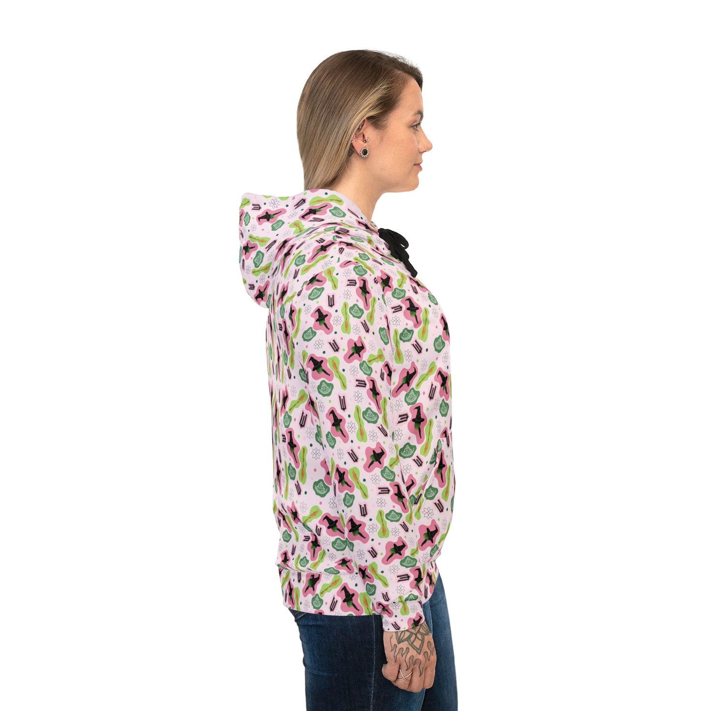 Wicked Athletic Hoodie with Anndria's Themed Pattern - Pink