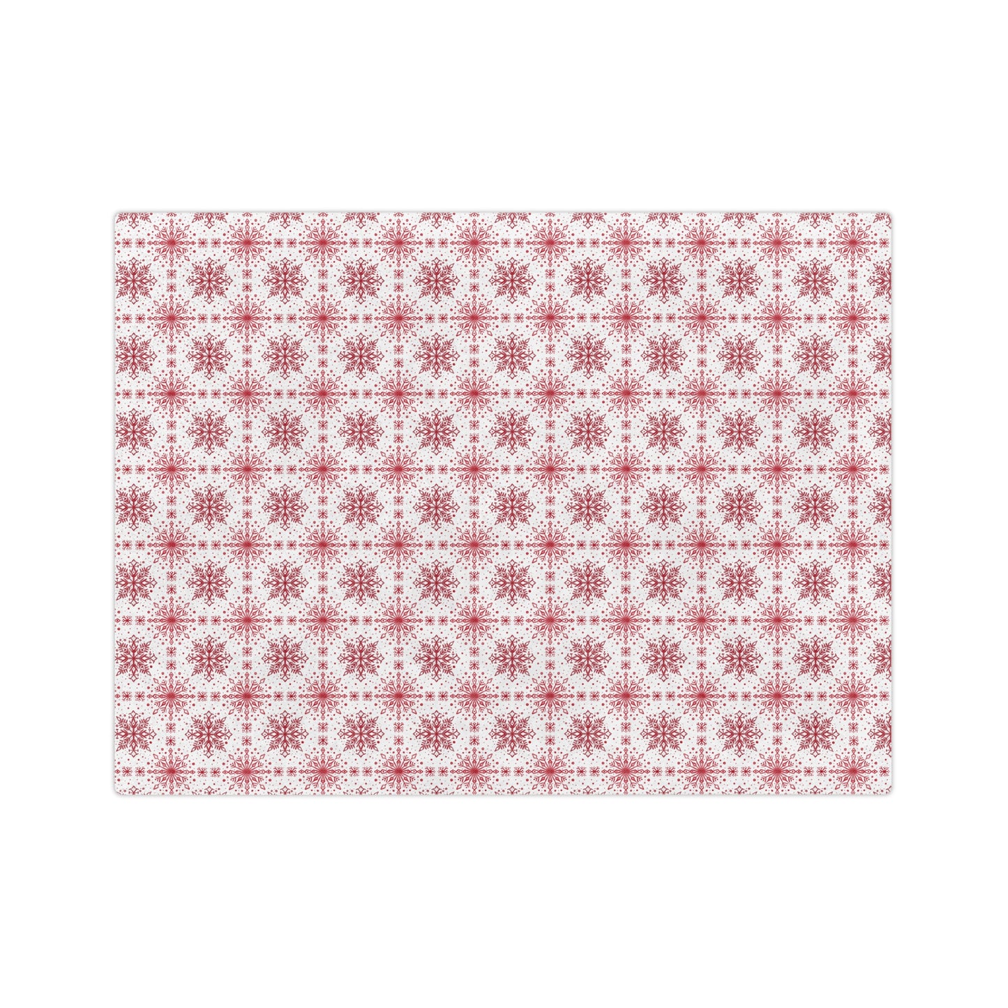 Velveteen Microfiber Blanket - Watercolor Snowflake Design by Anndria - Red and White