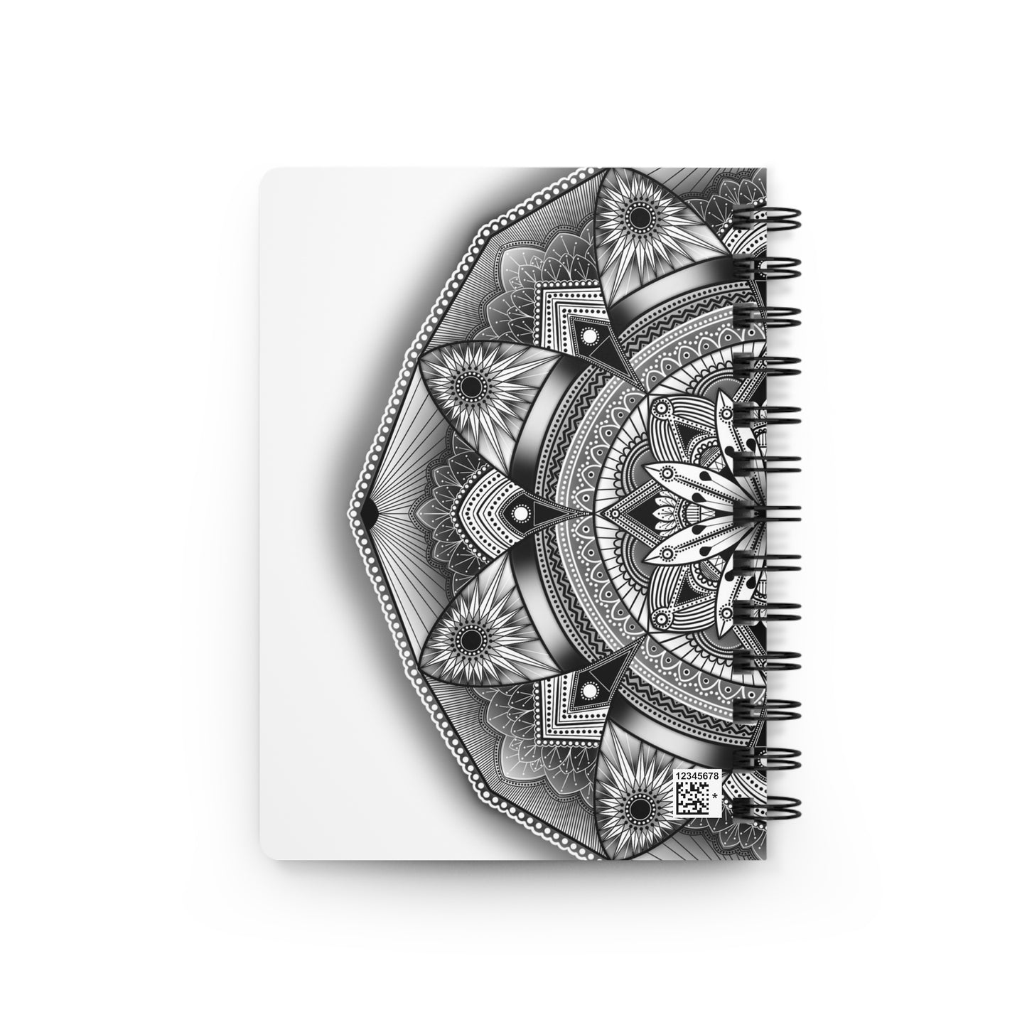 Mandala Spiral Bound Journal, Black and White Notebook, Mandala Pattern Sketchbook, Artistic Journal, Boho Diary, Zen Planner